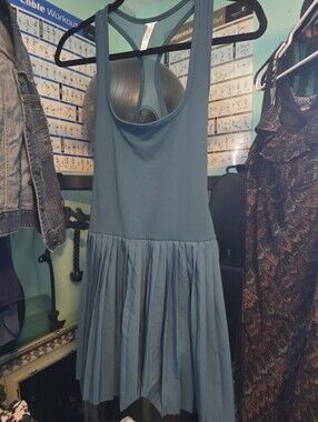 Sleeveless Pleated Fabletics Dress - Teal